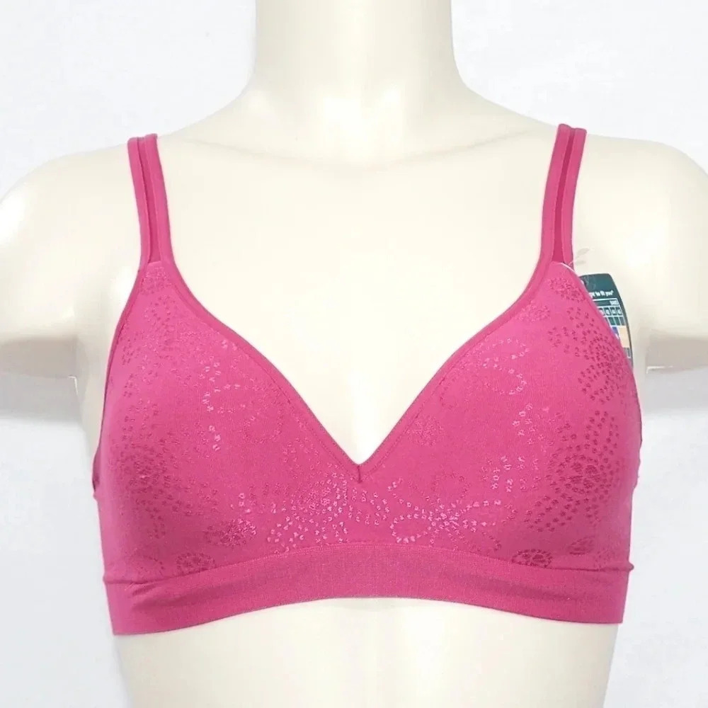 LARGE Hanes G260 Wire Free Soft Cup Bra Cherry Floral NWT